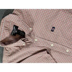 Ralph Lauren Jeans Co. Men's Short Sleeve Button Down Orange Plaid Shirt - XL